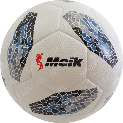 Мяч футбольный "Meik" (черно/серый/синий) 4-слоя, TPU+PVC 3.2, 410-450 гр., термосшивка C33390-2